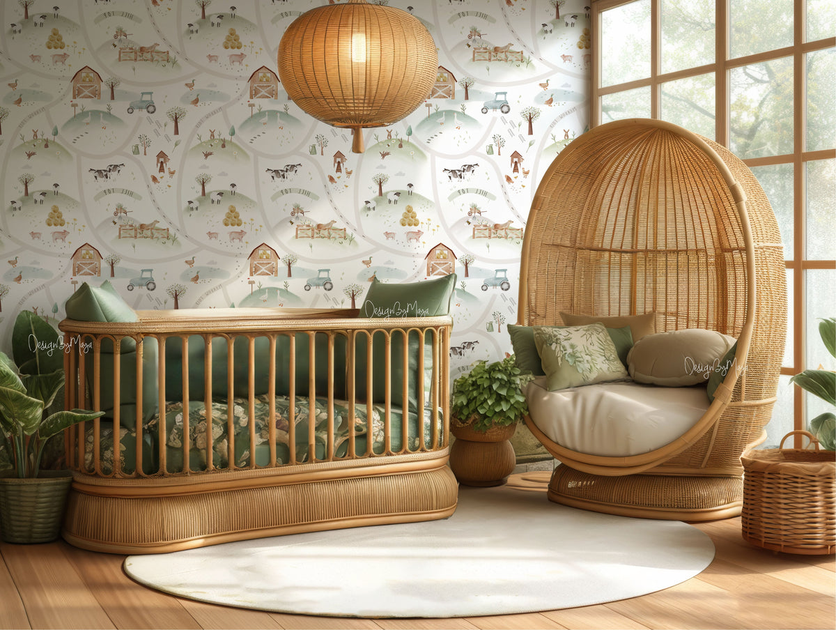 Farmhouse Wallpaper - Nursery Wall Decor Wallpaper