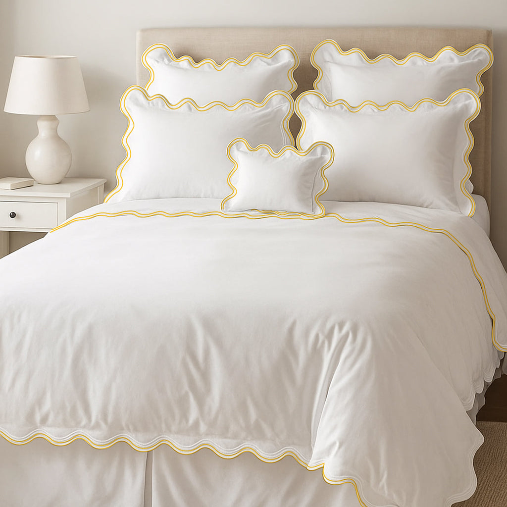 400TC Cotton Sateen Double Scalloped Duvet Cover Set