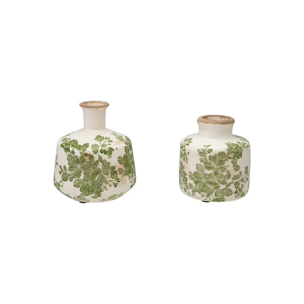 Stoneware Botanical Bud Vases Set of 2 - Handcrafted Ceramic Home Decor