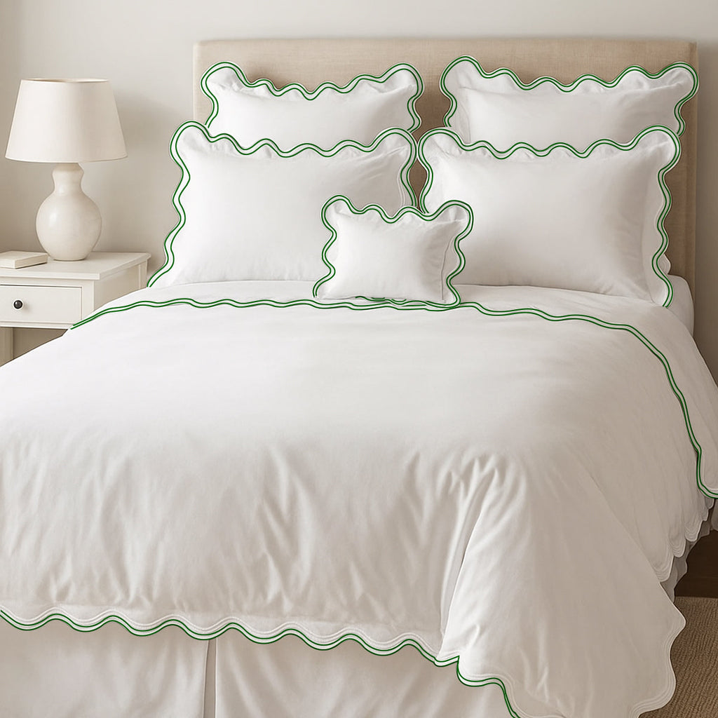 400TC Cotton Sateen Double Scalloped Duvet Cover Set