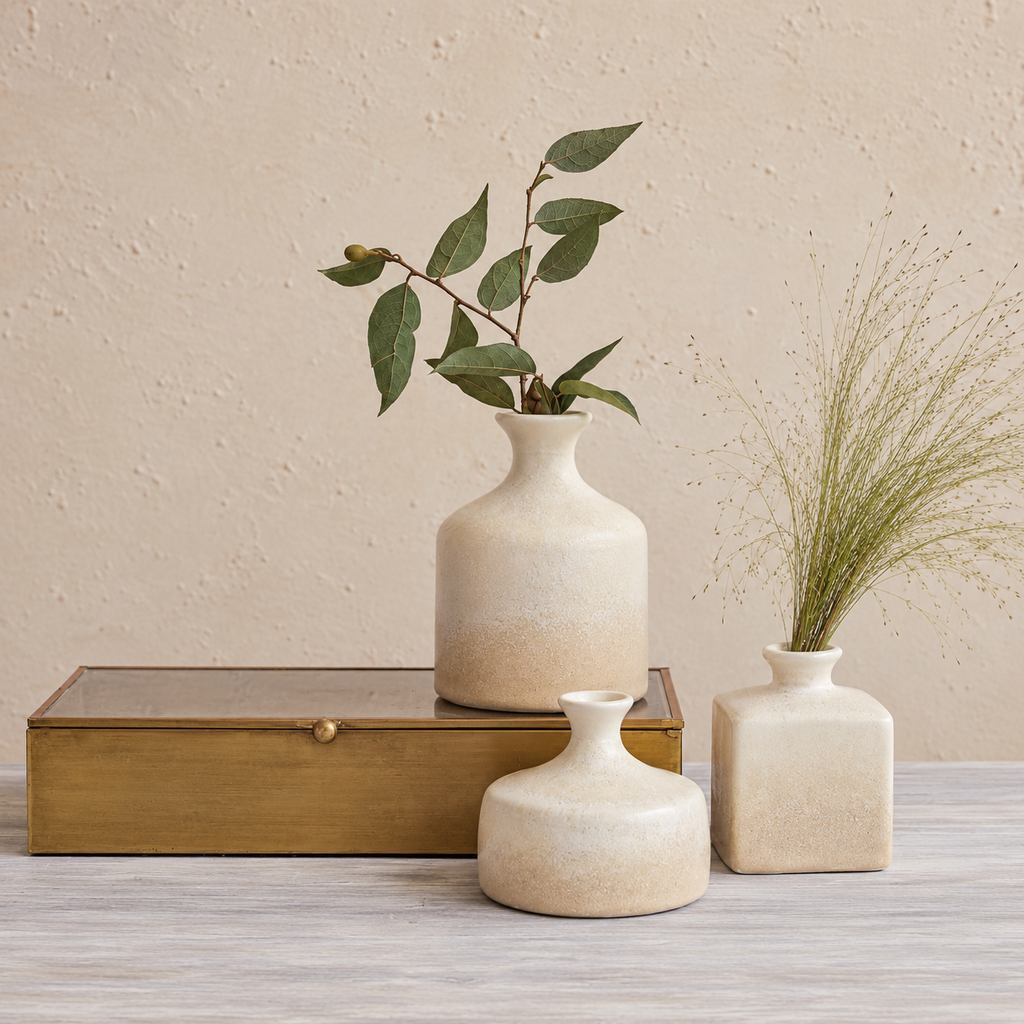 Handcrafted Stoneware Vases Set of 3 - Unique Artisan Home Decor