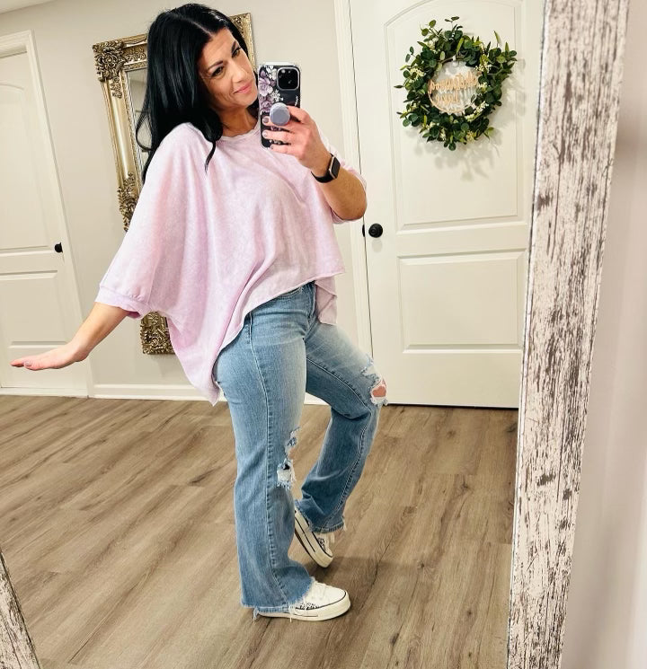 Rose High Rise 90's Straight Judy Blue Jeans in Light Wash