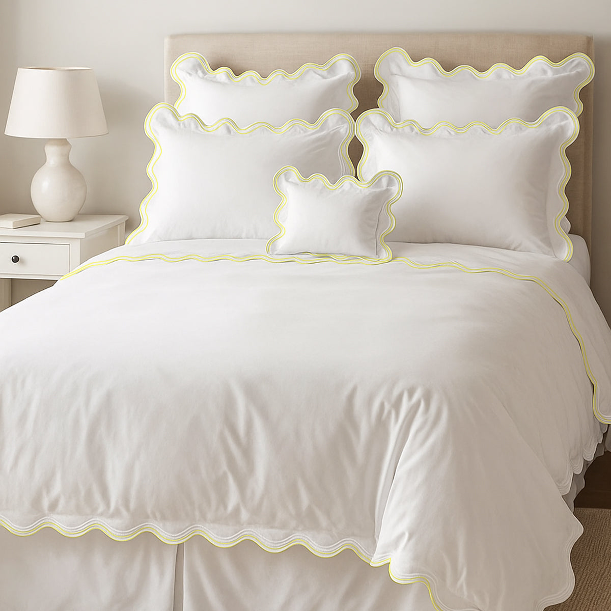 400TC Cotton Sateen Double Scalloped Duvet Cover Set