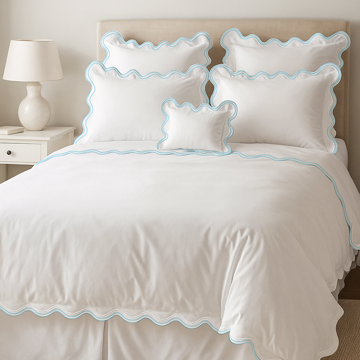 400TC Cotton Sateen Double Scalloped Duvet Cover Set