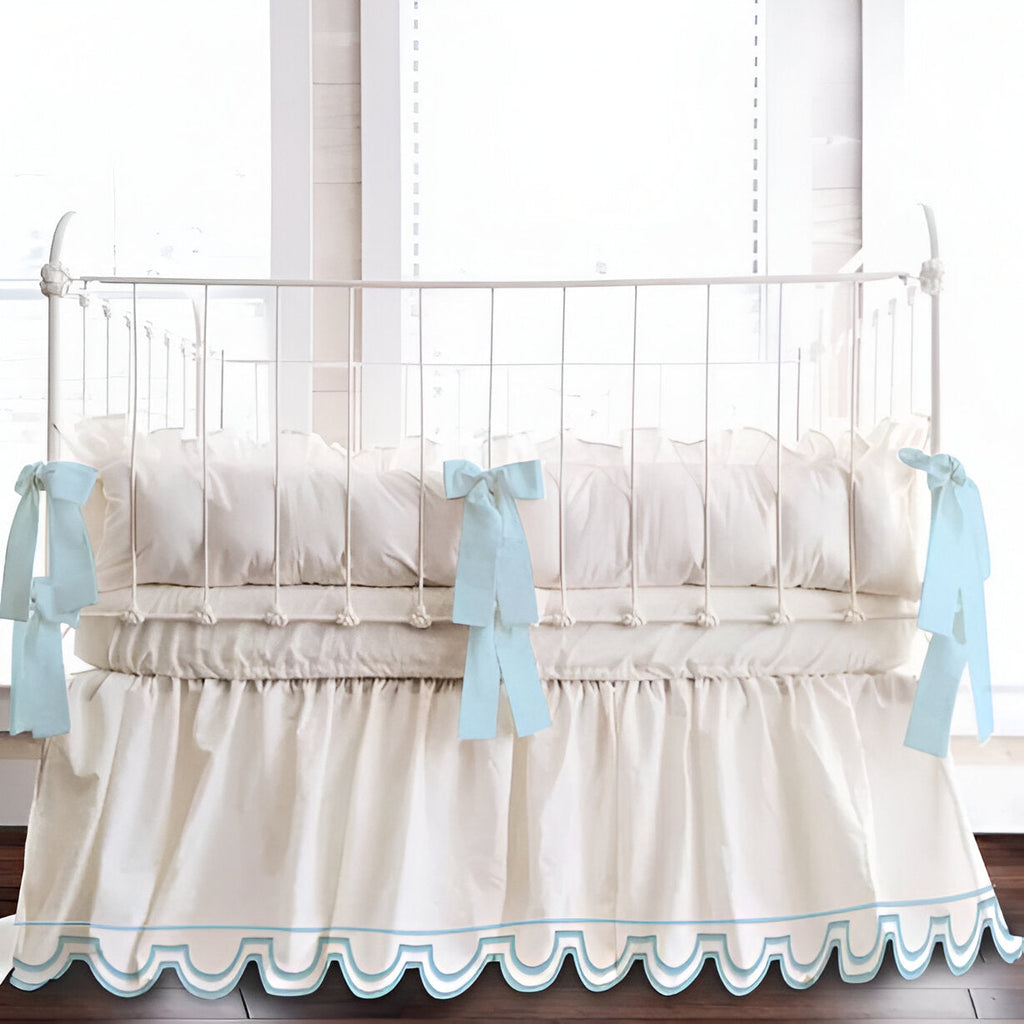 Scallop Embroidery Cotton Gathered Crib Skirt