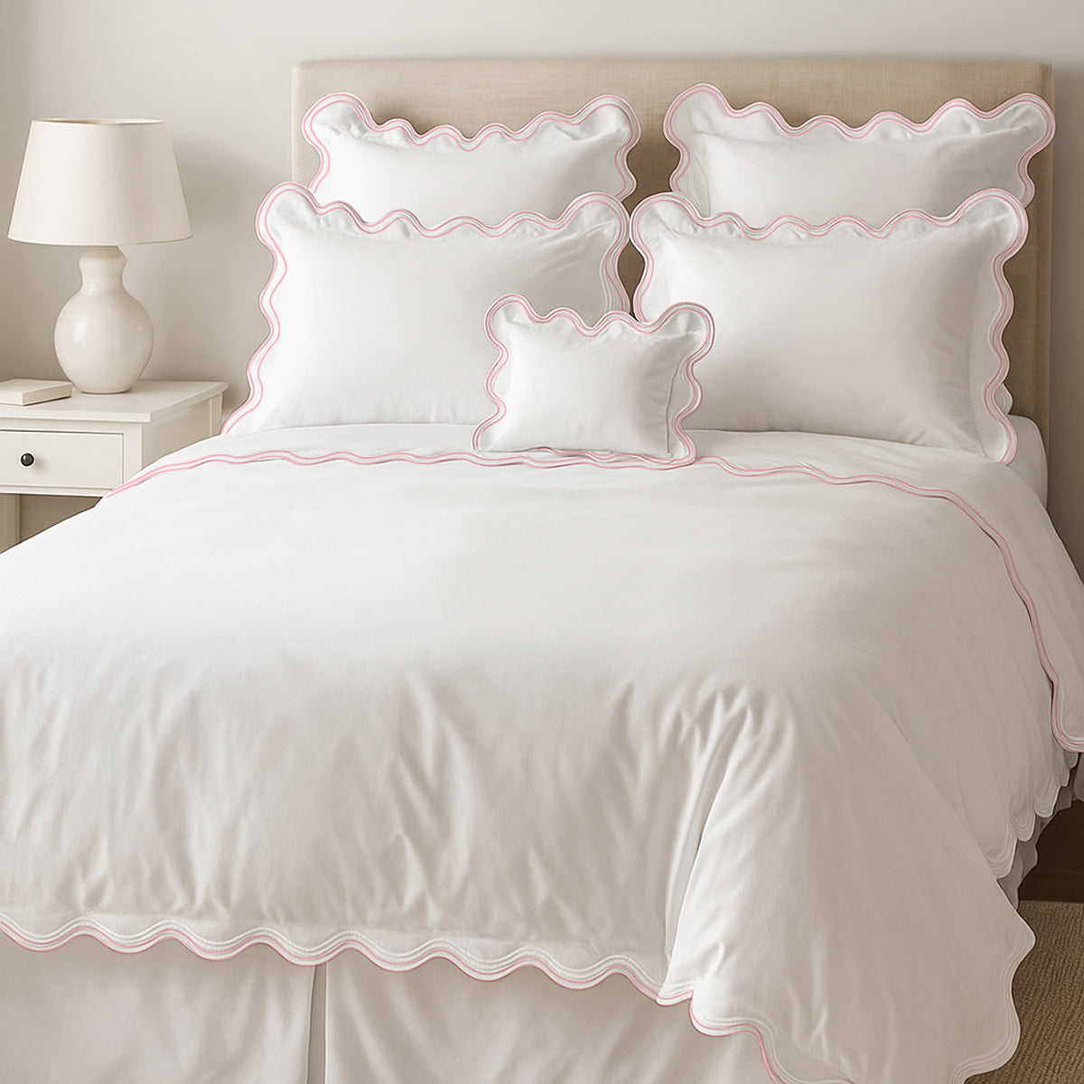 400TC Cotton Sateen Double Scalloped Duvet Cover Set