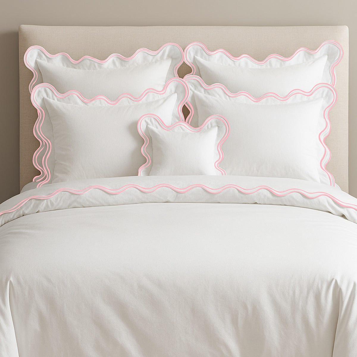 400TC Cotton Sateen Double Scalloped Duvet Cover Set