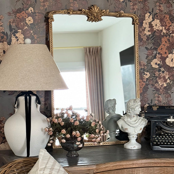 Ornate Golden Floral Rectangular Mirror