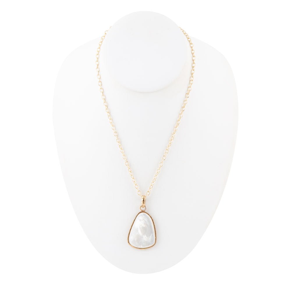 White Mother of Pearl Teardrop Pendant Necklace