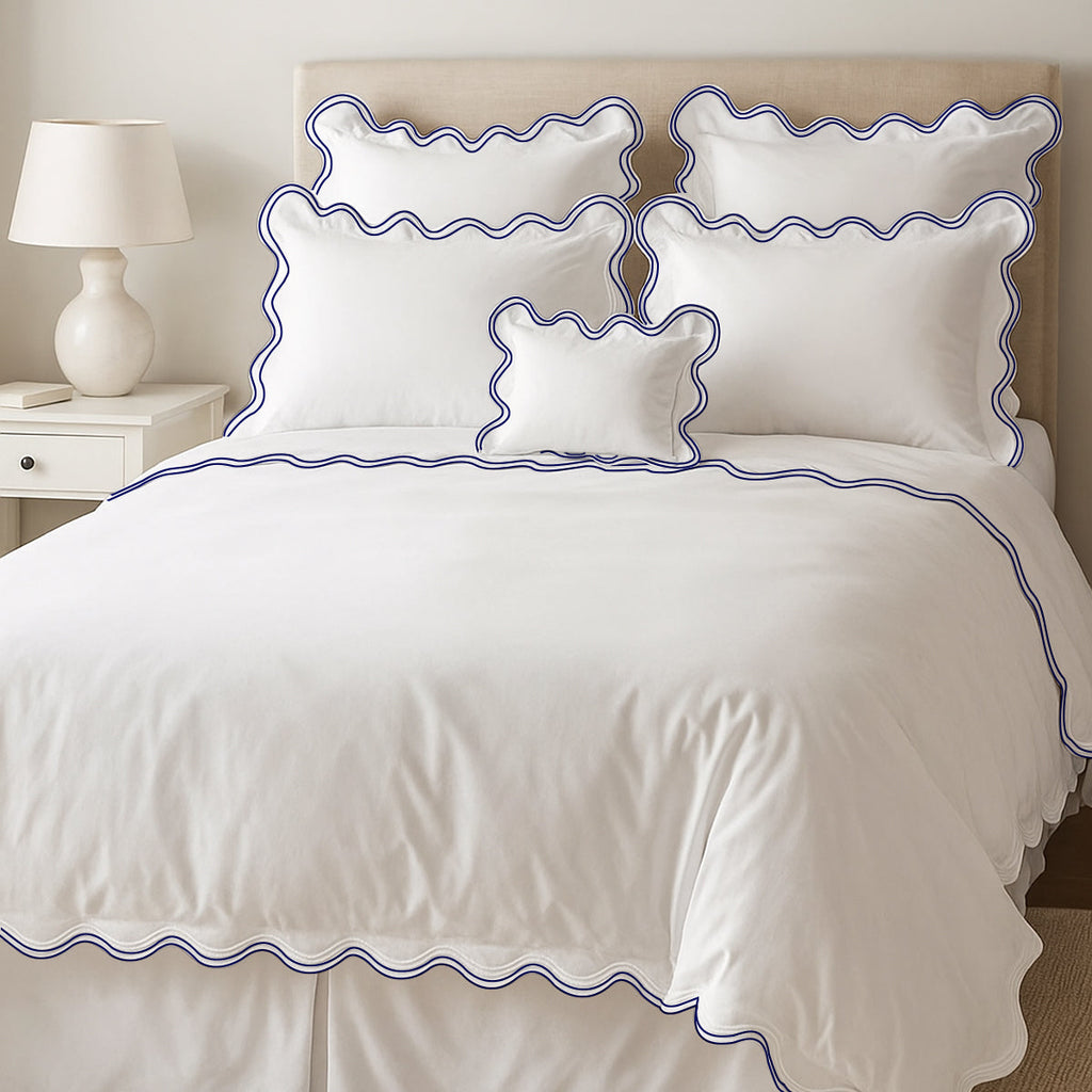 400TC Cotton Sateen Double Scalloped Duvet Cover Set