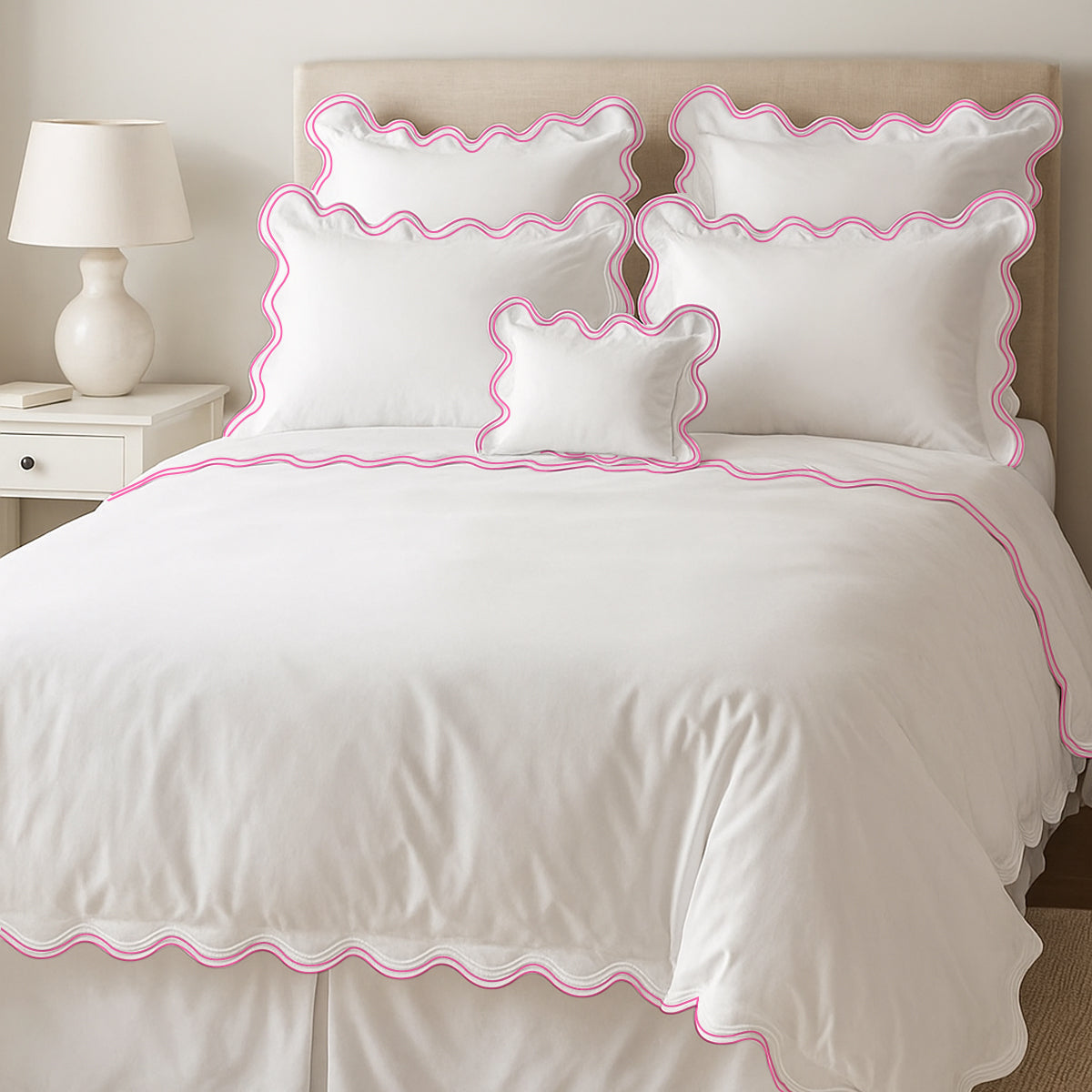 400TC Cotton Sateen Double Scalloped Duvet Cover Set