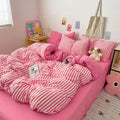 Pink Striped Duvet Cover Set