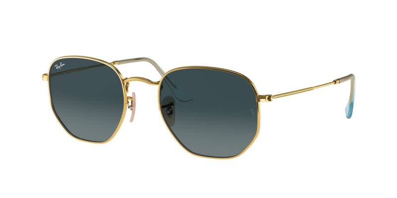 Ray-Ban Hexagonal Blue Lens Metal Sunglasses