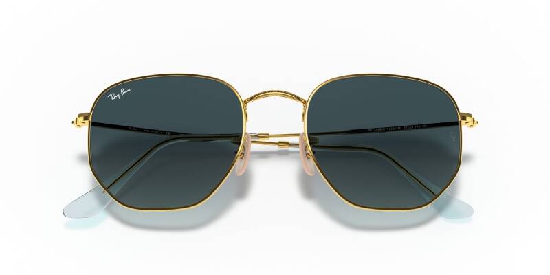 Ray-Ban Hexagonal Blue Lens Metal Sunglasses