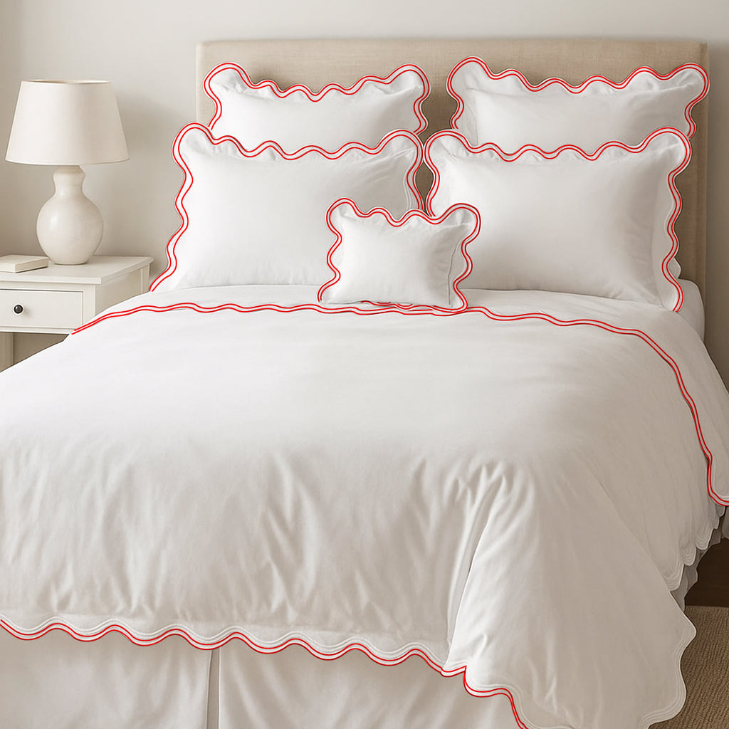 400TC Cotton Sateen Double Scalloped Duvet Cover Set