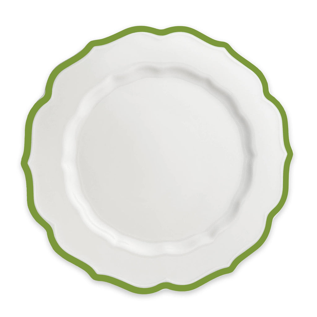 Stella Scalloped Verde Dinner Plate 10.75" - Caskata Heirloom Porcelain