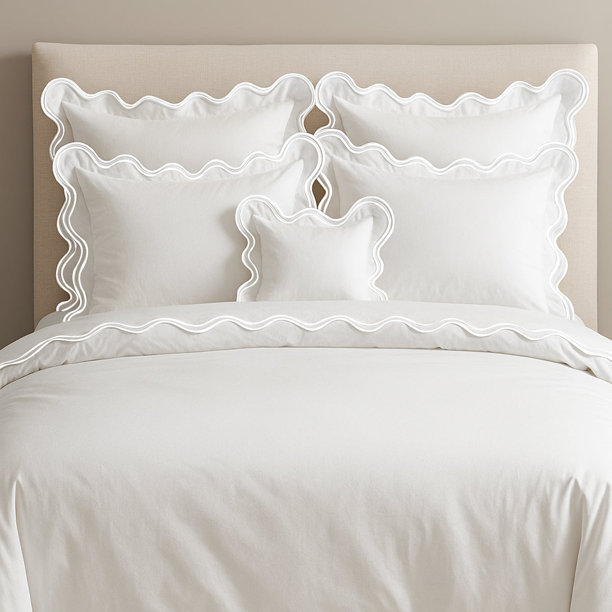 400TC Cotton Sateen Double Scalloped Duvet Cover Set