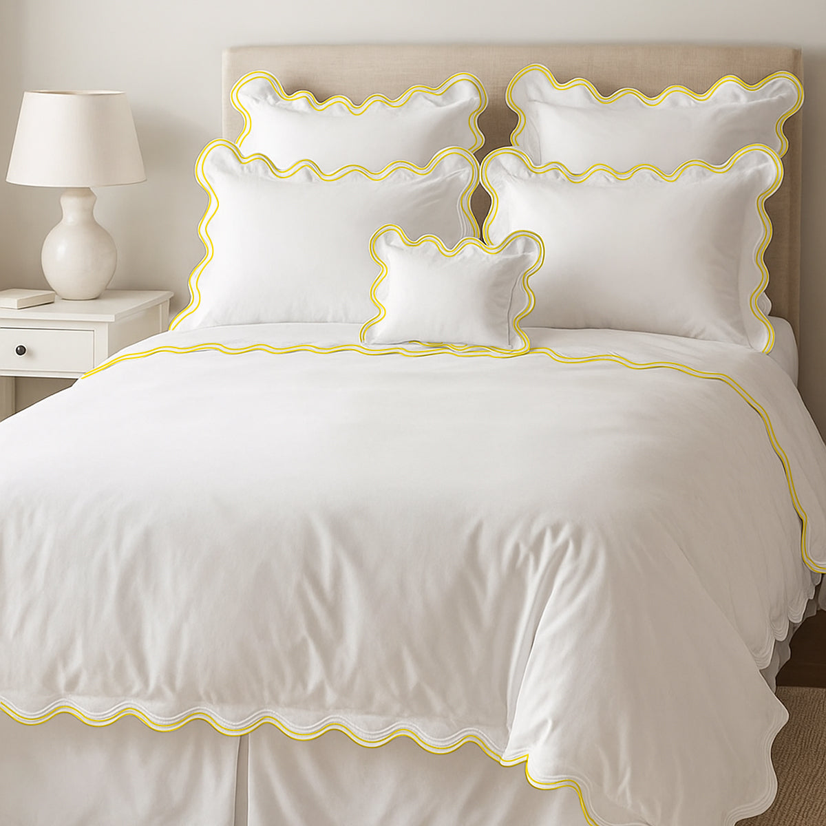 400TC Cotton Sateen Double Scalloped Duvet Cover Set